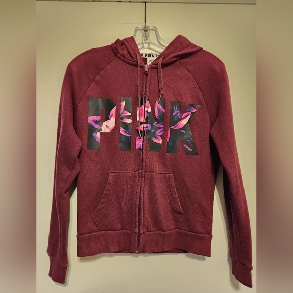 PINK Victoria's Secret Tops - Victoria's Secret Pink Hoodie Maroon Size XSmall